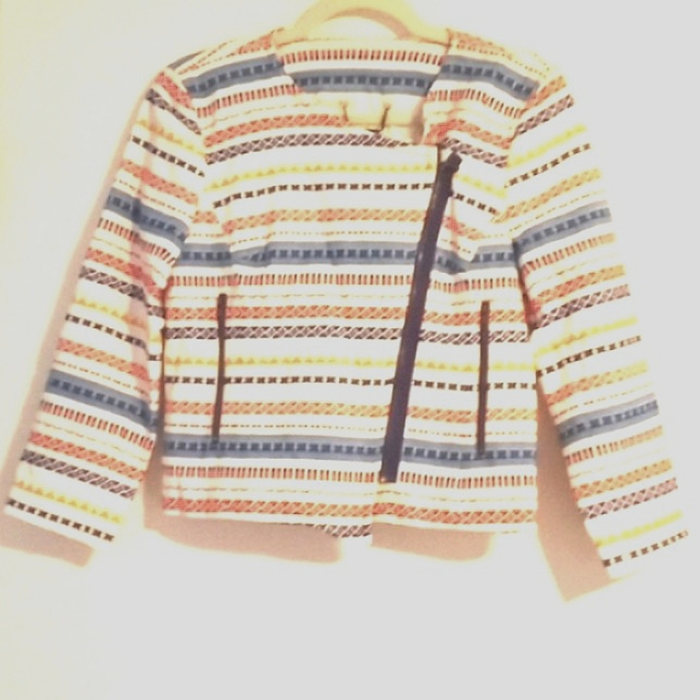 Trina Turk "Beatrix" Multi Color Woven Moto Jacket in Size 4  (NWT)